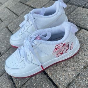Red and white Nike Air Forces ones womens 6.5 boys 5